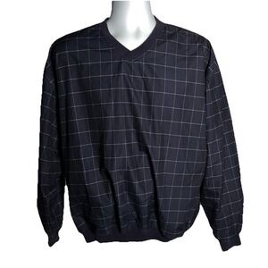 Vintage Jantzen Golf Pullover Windbreaker Jacket Navy‎ Plaid Men's Size Medium
